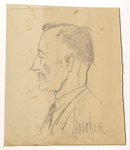 39724 Portret van een man, genaamd Roscher, een van de medewerkers van de uitdeelpost Willem van Noortplein te Utrecht.